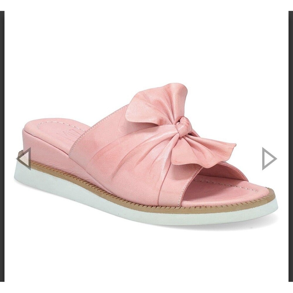 Miz Mooz New York City Pink Bow Leather Sandals, Size 40